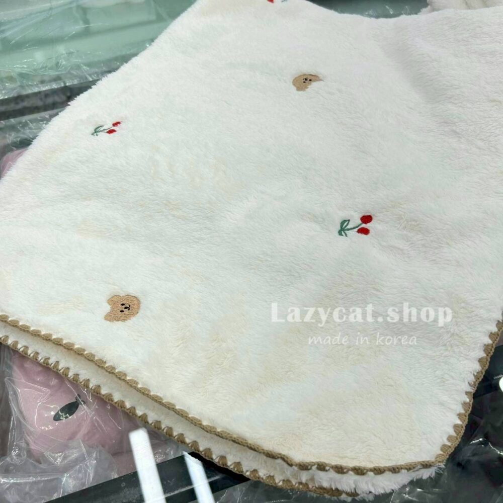 【韓國毛毯】刺繡小圖毛毯🍒🐰🌙🐻