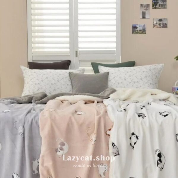 【韓國毛毯】正韓🇰🇷慵懶小貓咪 雙材質毛毯🐈‍⬛