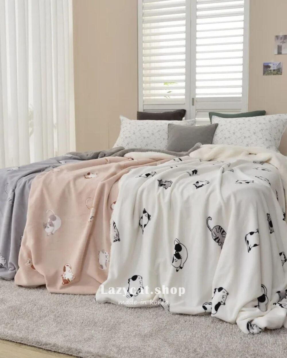 【韓國毛毯】正韓🇰🇷慵懶小貓咪 雙材質毛毯🐈⬛