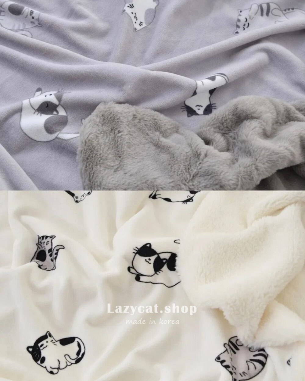 【韓國毛毯】正韓🇰🇷慵懶小貓咪 雙材質毛毯🐈⬛