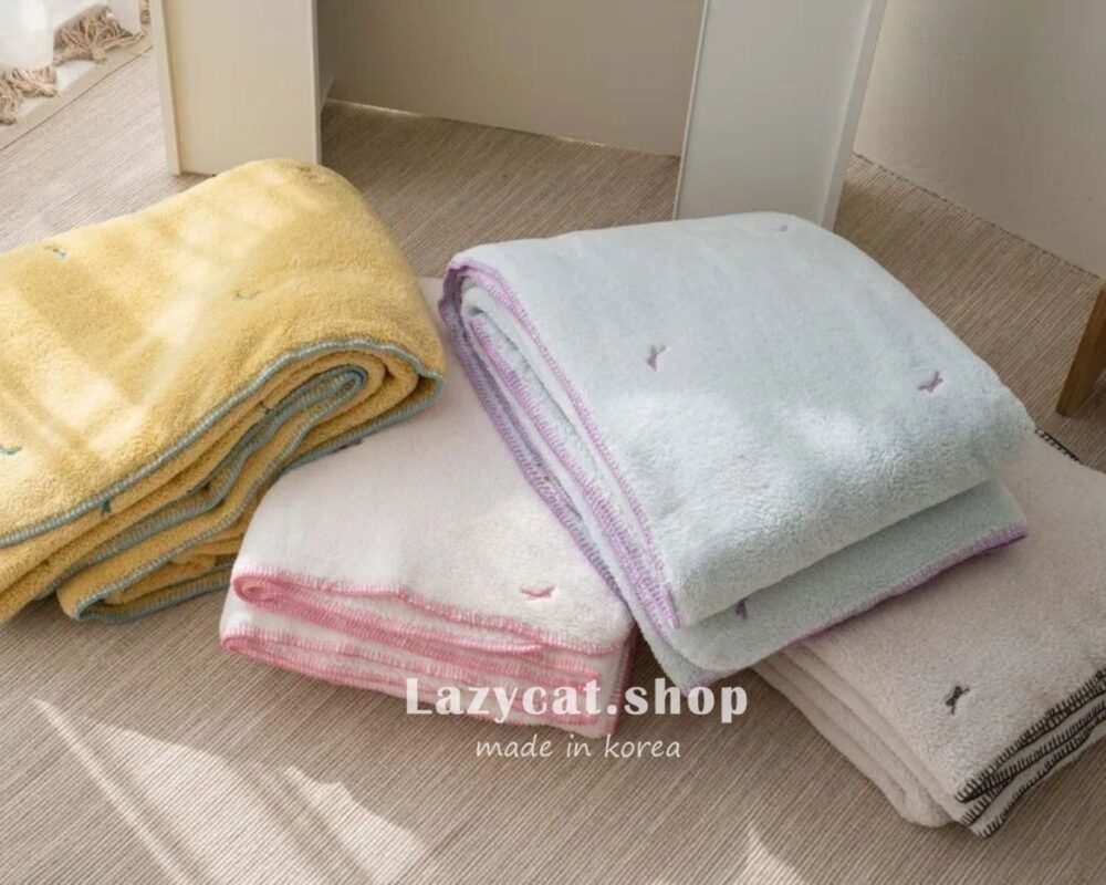 【韓國毛毯】撞色蝴蝶結毛毯🎀