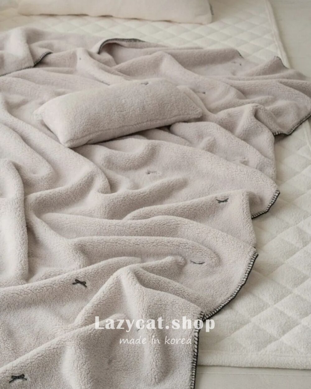 【韓國毛毯】撞色蝴蝶結毛毯🎀