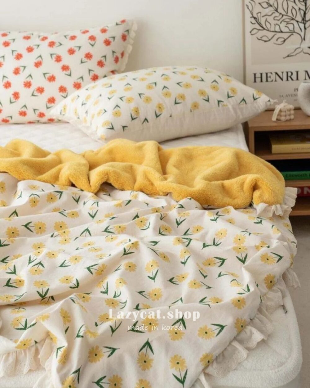 【韓國毛毯】小雛菊蕾絲 雙材質毛毯🌻