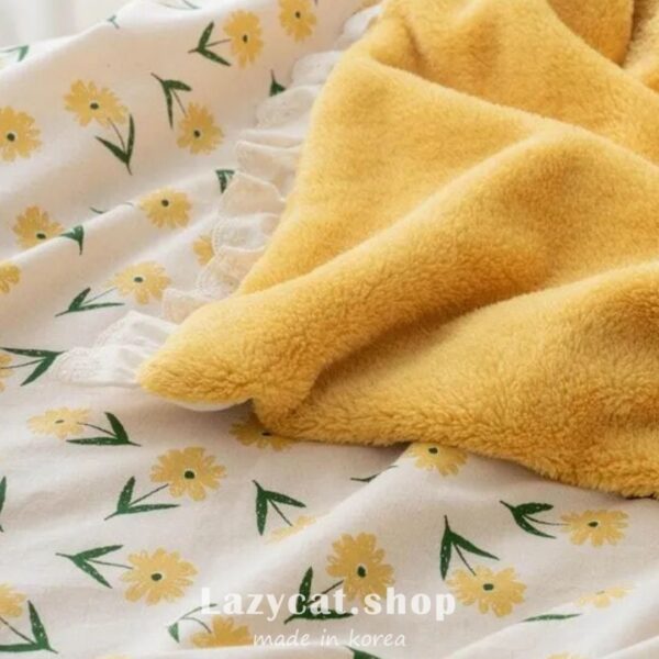 【韓國毛毯】小雛菊蕾絲  雙材質毛毯🌻