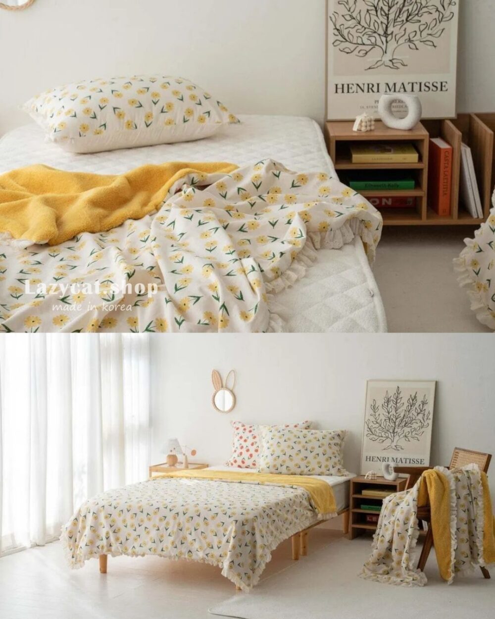 【韓國毛毯】小雛菊蕾絲 雙材質毛毯🌻