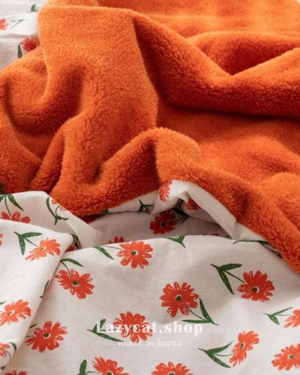 【韓國毛毯】小雛菊蕾絲 雙材質毛毯🌻
