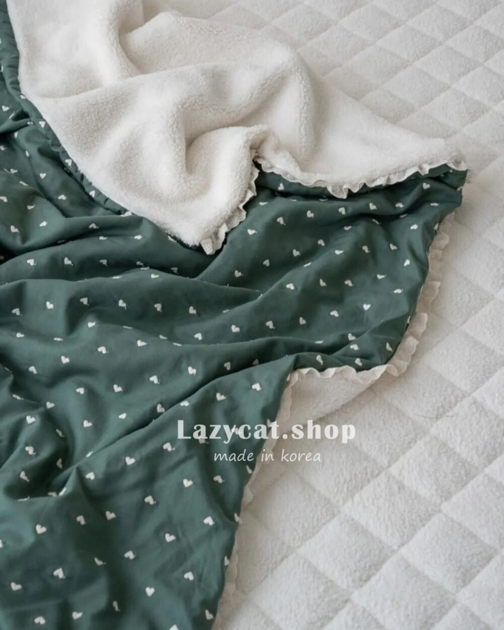 小愛心蕾絲 雙材質毛毯 (1) 【韓國毛毯】小愛心蕾絲 雙材質毛毯💟