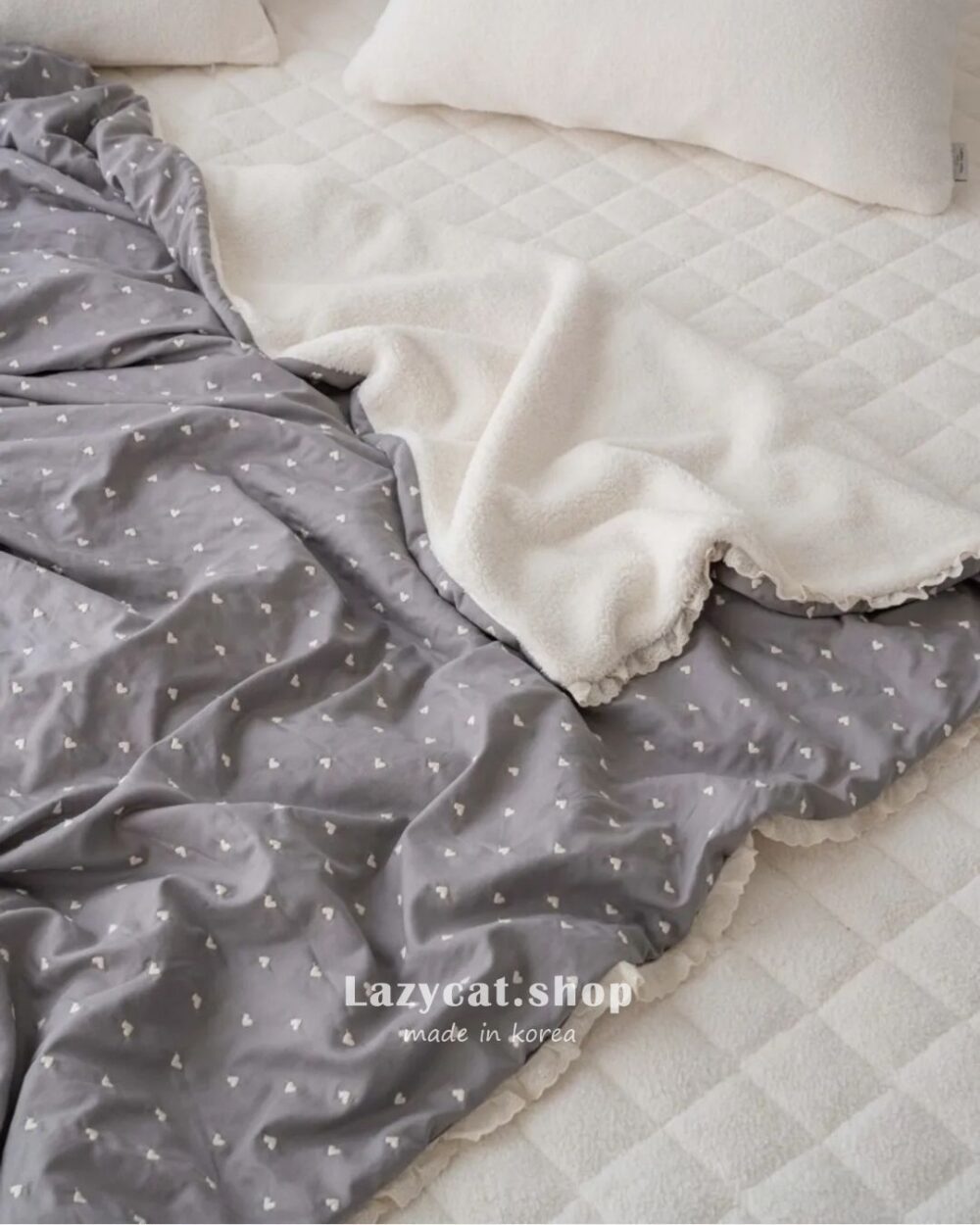 小愛心蕾絲 雙材質毛毯 (7) 【韓國毛毯】小愛心蕾絲 雙材質毛毯💟