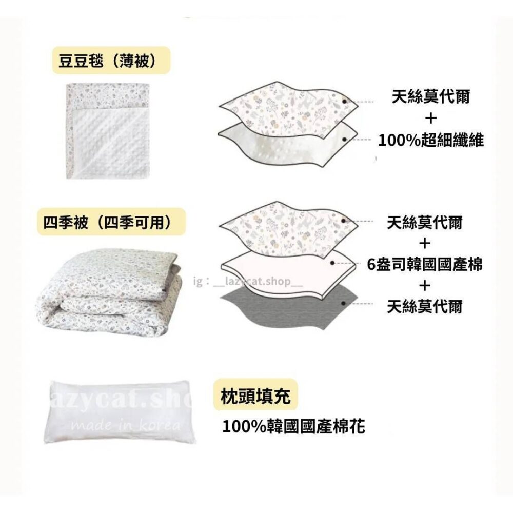 2507240741101823 (現貨)正韓🇰🇷棉被家☁️頂級莫代爾兒童睡袋3件組