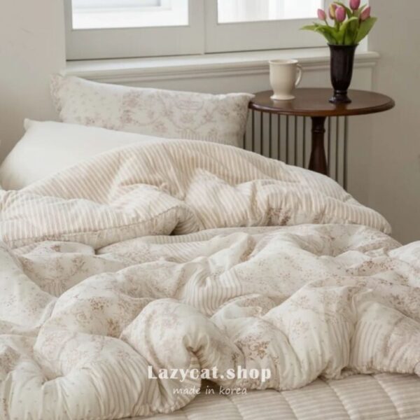 25fw2536 (現貨)【韓國冬被】正韓🇰🇷優雅條紋法式 雙材質冬被