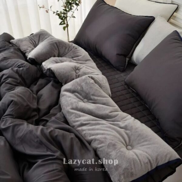 25fw2545 (預購)【韓國冬被】正韓🇰🇷無印撞色毛絨 雙材質冬被🤍🖤