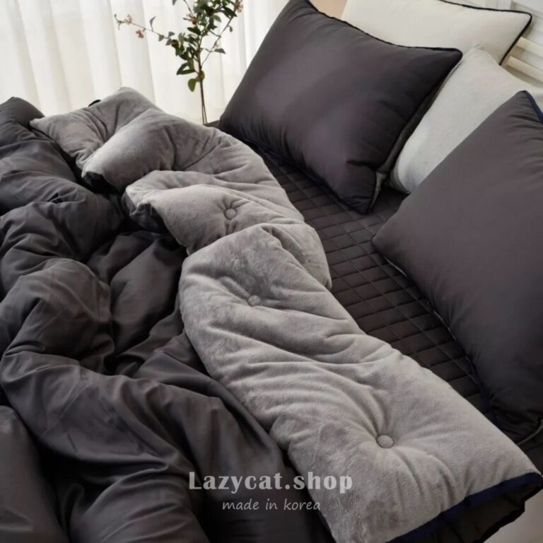 25fw2545 (預購)【韓國冬被】正韓🇰🇷無印撞色毛絨 雙材質冬被🤍🖤