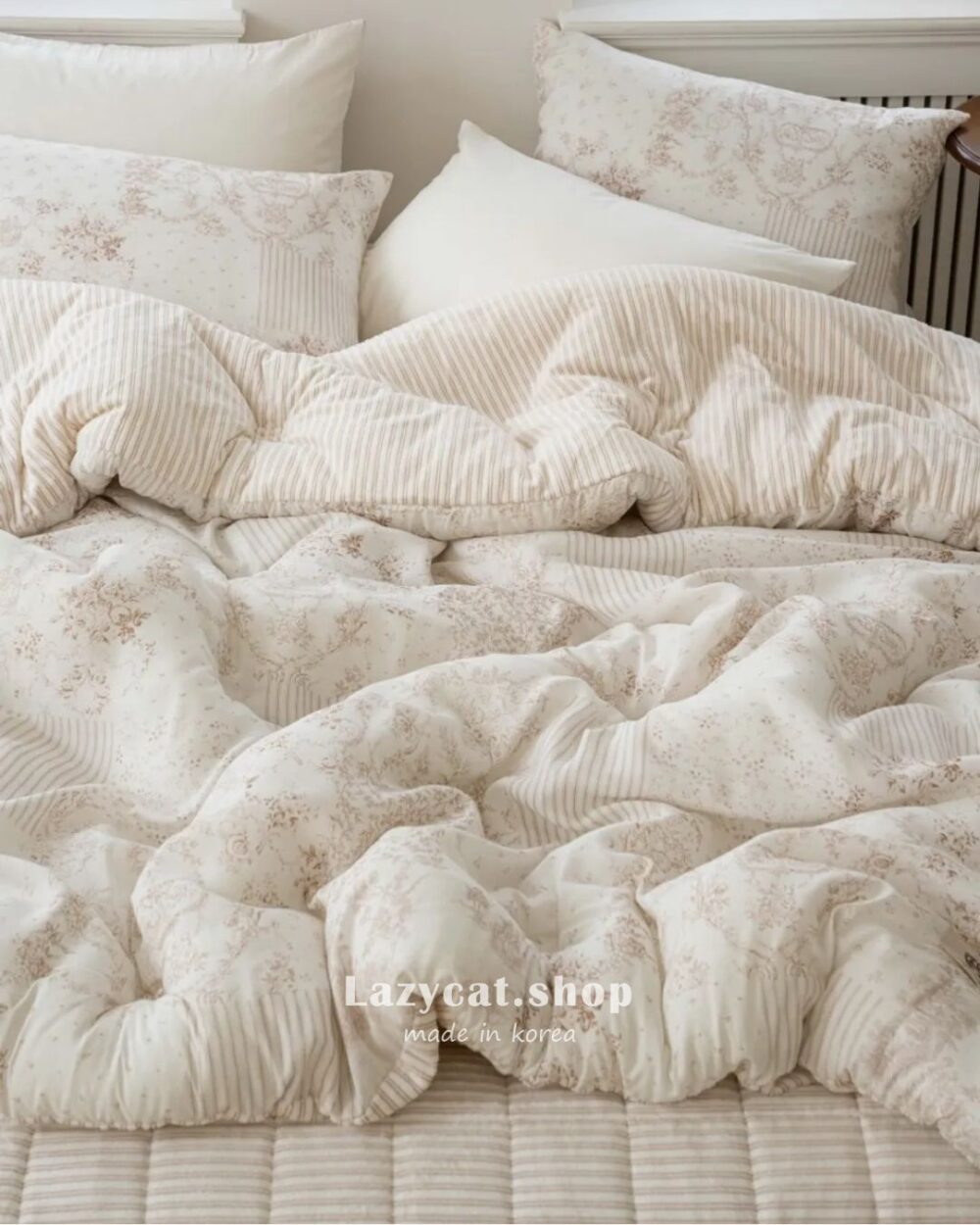 冬被 優雅條文法式 (1) (現貨)【韓國冬被】正韓🇰🇷優雅條紋法式 雙材質冬被