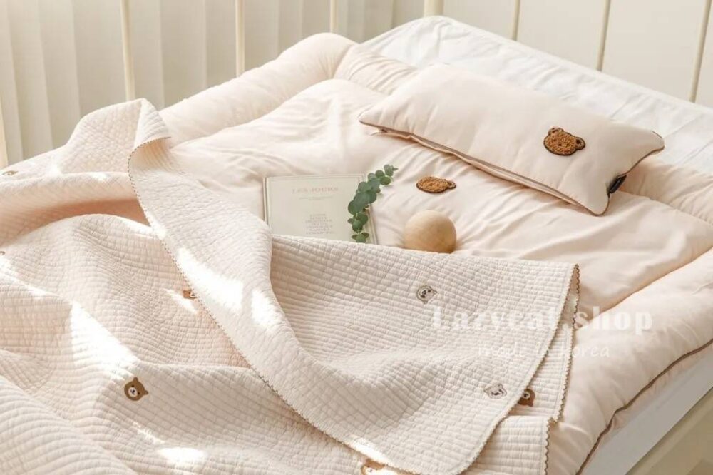 刺繡熊熊莫代爾睡袋 (4) (預購)【兒童睡袋】正韓🇰🇷棉被家 刺繡熊熊 兒童睡袋 5件組