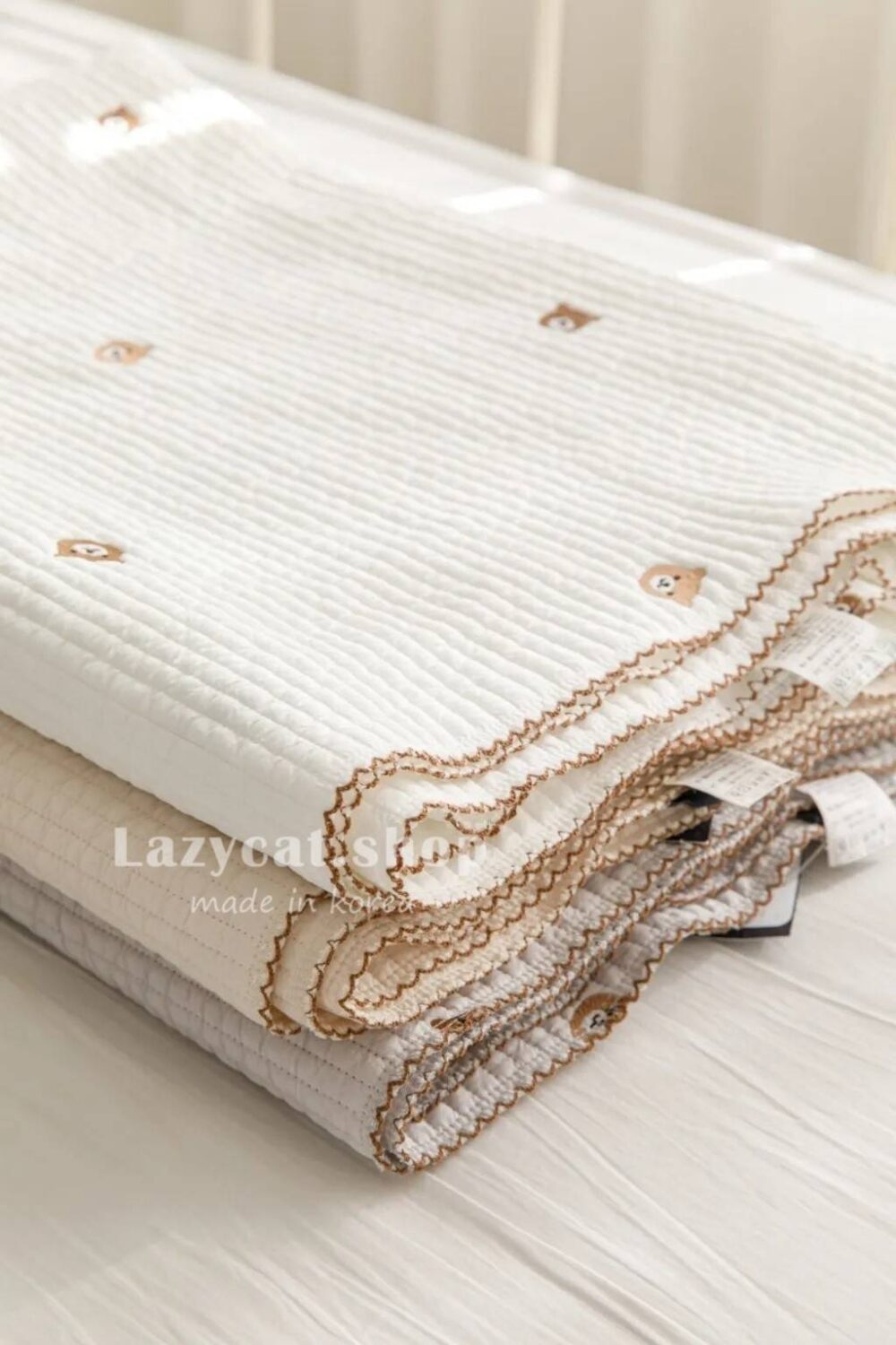 刺繡熊熊莫代爾睡袋 (7) (預購)【兒童睡袋】正韓🇰🇷棉被家 刺繡熊熊 兒童睡袋 5件組