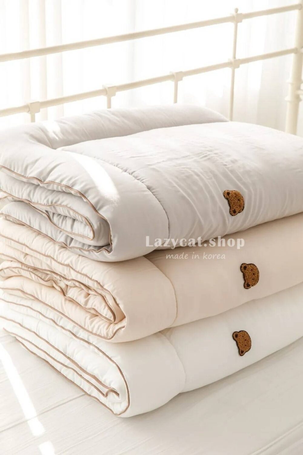 刺繡熊熊莫代爾睡袋 (8) (預購)【兒童睡袋】正韓🇰🇷棉被家 刺繡熊熊 兒童睡袋 5件組