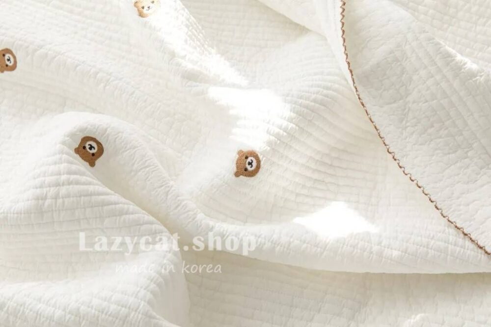 刺繡熊熊莫代爾睡袋 (9) (預購)【兒童睡袋】正韓🇰🇷棉被家 刺繡熊熊 兒童睡袋 5件組