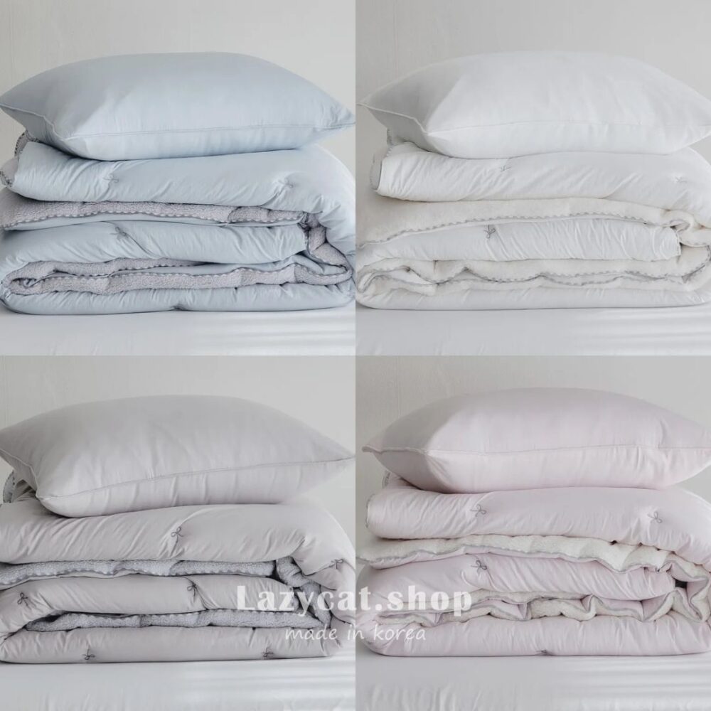 小蝴蝶結羊羔毛 雙材質冬被 (1) (預購)【韓國冬被】正韓🇰🇷小蝴蝶結羊羔毛 雙材質冬被🎀(只有單人)