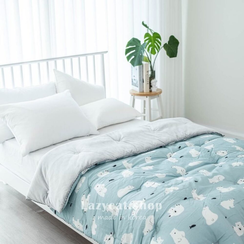 捕魚北極熊 雙材質冬被 (3) (預購)【韓國冬被】正韓🇰🇷捕魚北極熊 雙材質冬被🐻❄️🐟(只有單人)