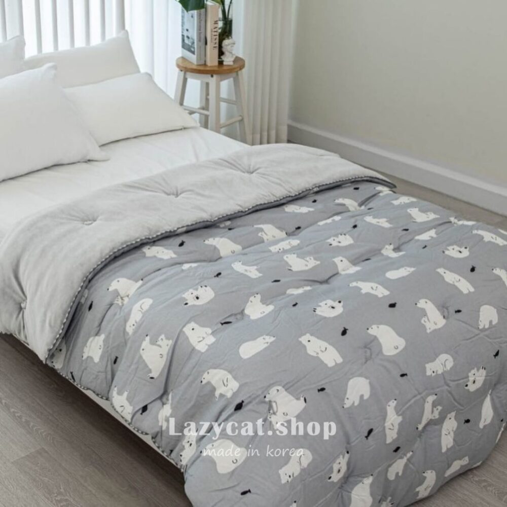 捕魚北極熊 雙材質冬被 (5) (預購)【韓國冬被】正韓🇰🇷捕魚北極熊 雙材質冬被🐻❄️🐟(只有單人)