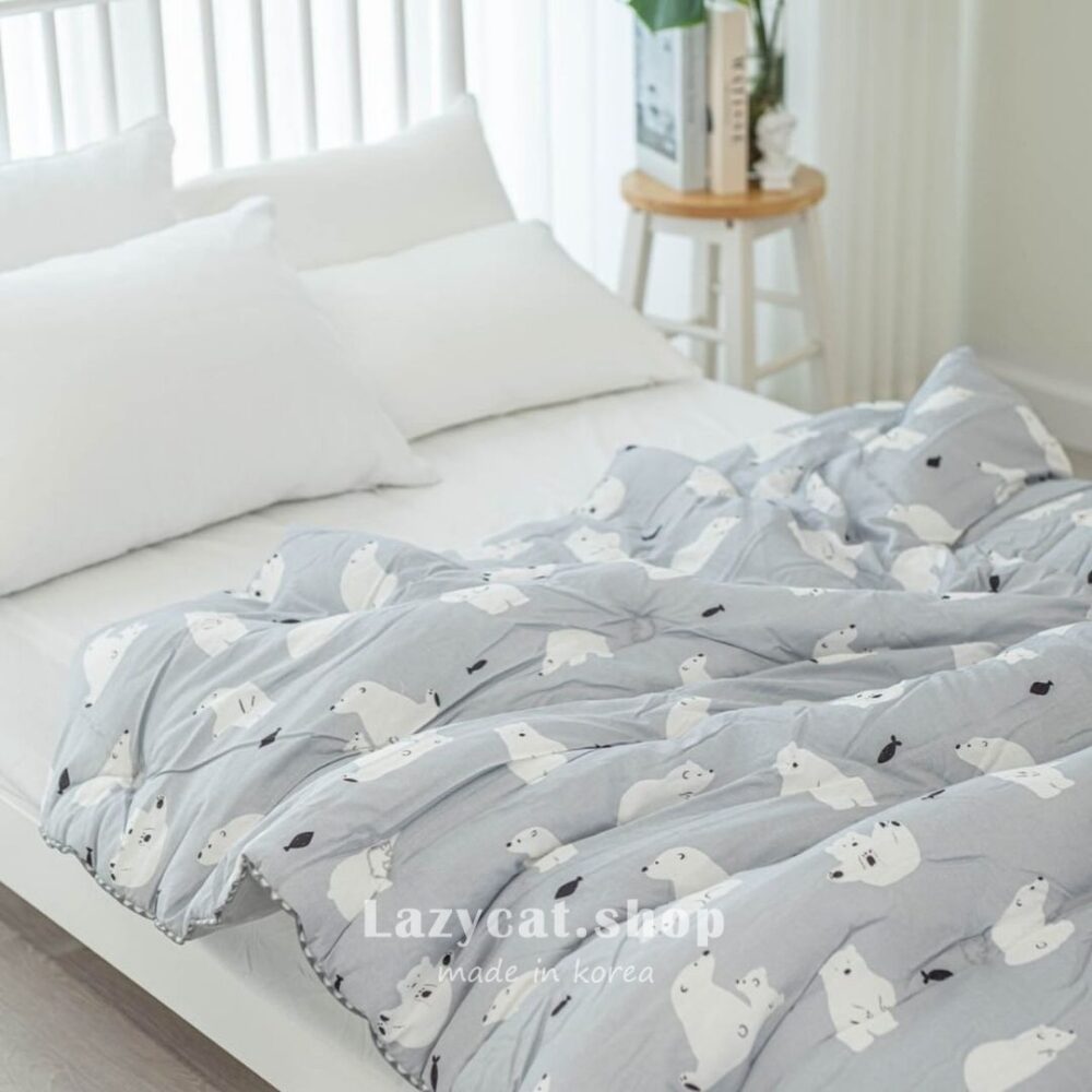 捕魚北極熊 雙材質冬被 (7) (預購)【韓國冬被】正韓🇰🇷捕魚北極熊 雙材質冬被🐻❄️🐟(只有單人)