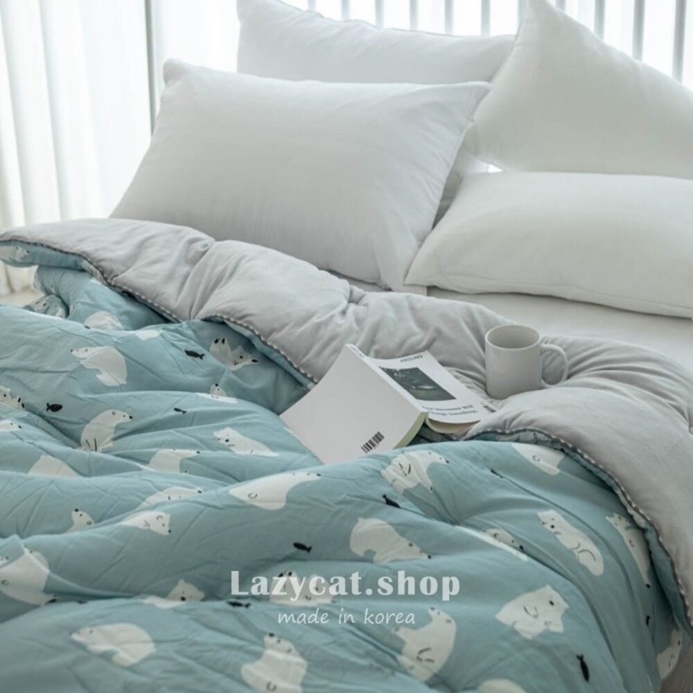 捕魚北極熊 雙材質冬被 (8) (預購)【韓國冬被】正韓🇰🇷捕魚北極熊 雙材質冬被🐻❄️🐟(只有單人)