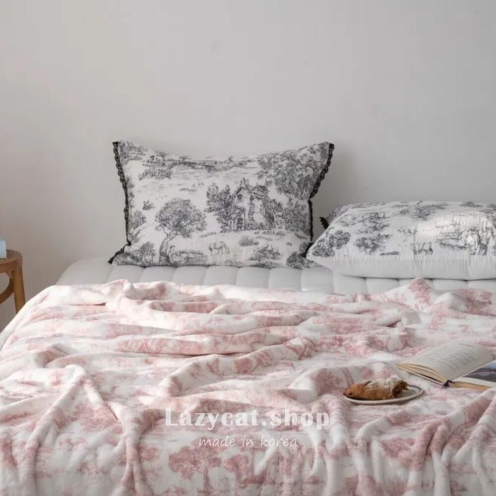 法式水墨 毛毯 (5) (預購)【韓國毛毯】正韓🇰🇷法式水墨 毛毯🖤💙
