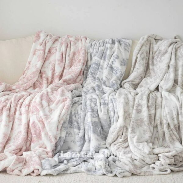 法式水墨 毛毯 (7) (預購)【韓國毛毯】正韓🇰🇷法式水墨 毛毯🖤💙