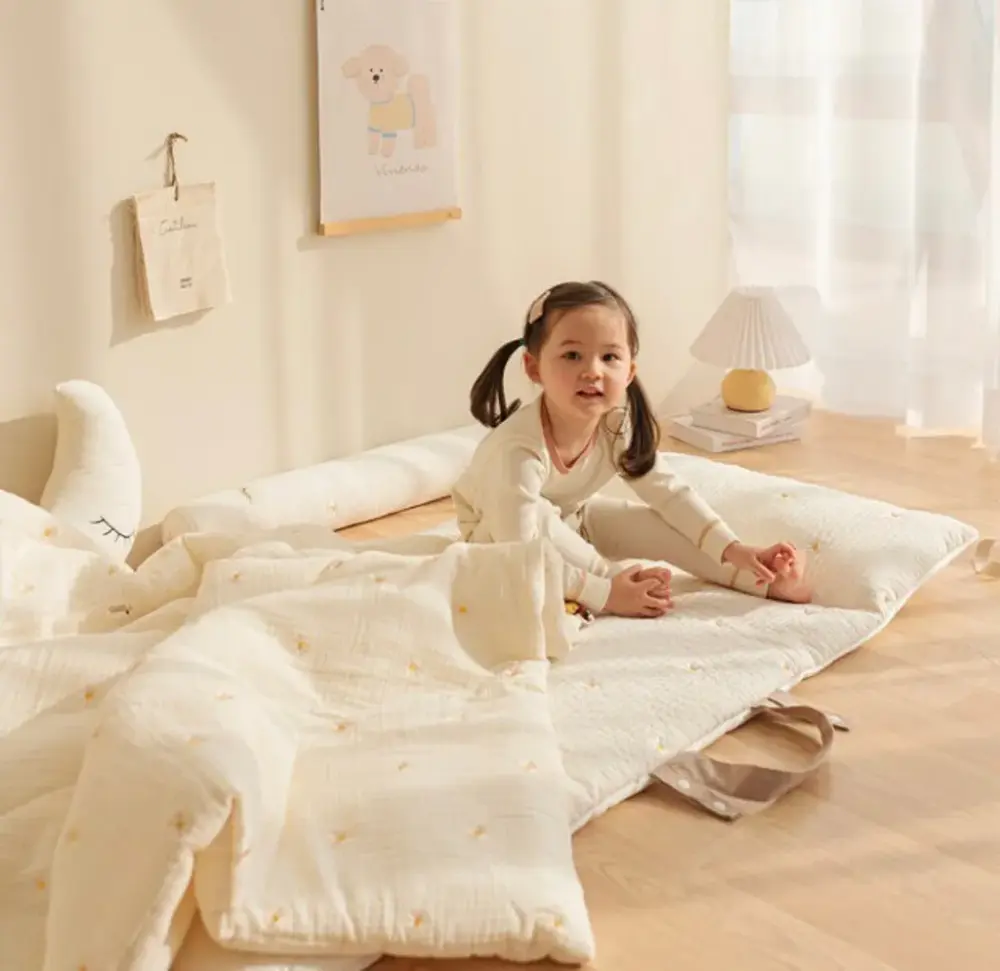 清新小圖 頂級兒童睡袋 (11) (預購)【兒童睡袋】正韓🇰🇷Vivienda🌼清新刺繡100%純棉 雙材質兒童睡袋 3件組☁️