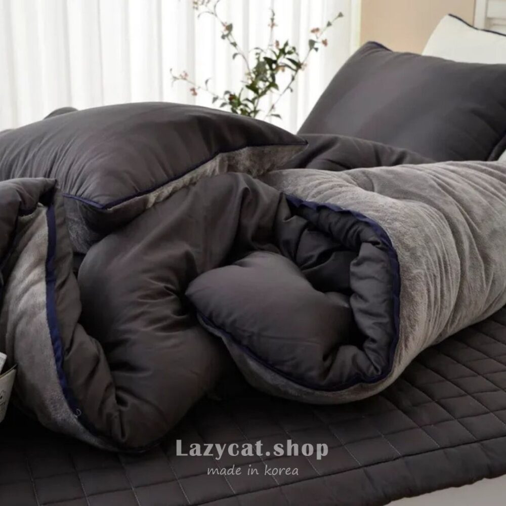 無印撞色毛絨🤍🖤雙材質冬被 (10) (預購)【韓國冬被】正韓🇰🇷無印撞色毛絨 雙材質冬被🤍🖤