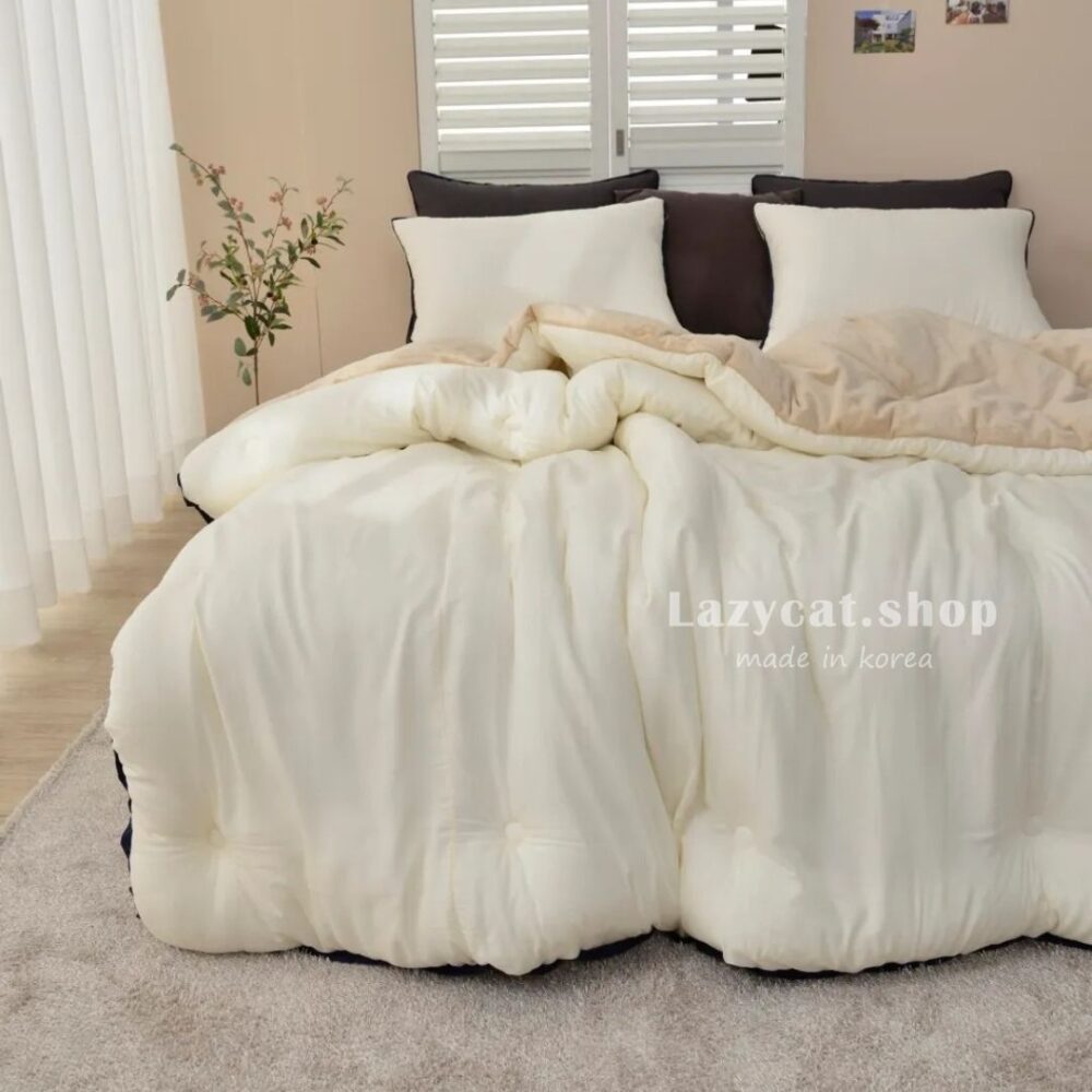 無印撞色毛絨🤍🖤雙材質冬被 (5) (預購)【韓國冬被】正韓🇰🇷無印撞色毛絨 雙材質冬被🤍🖤