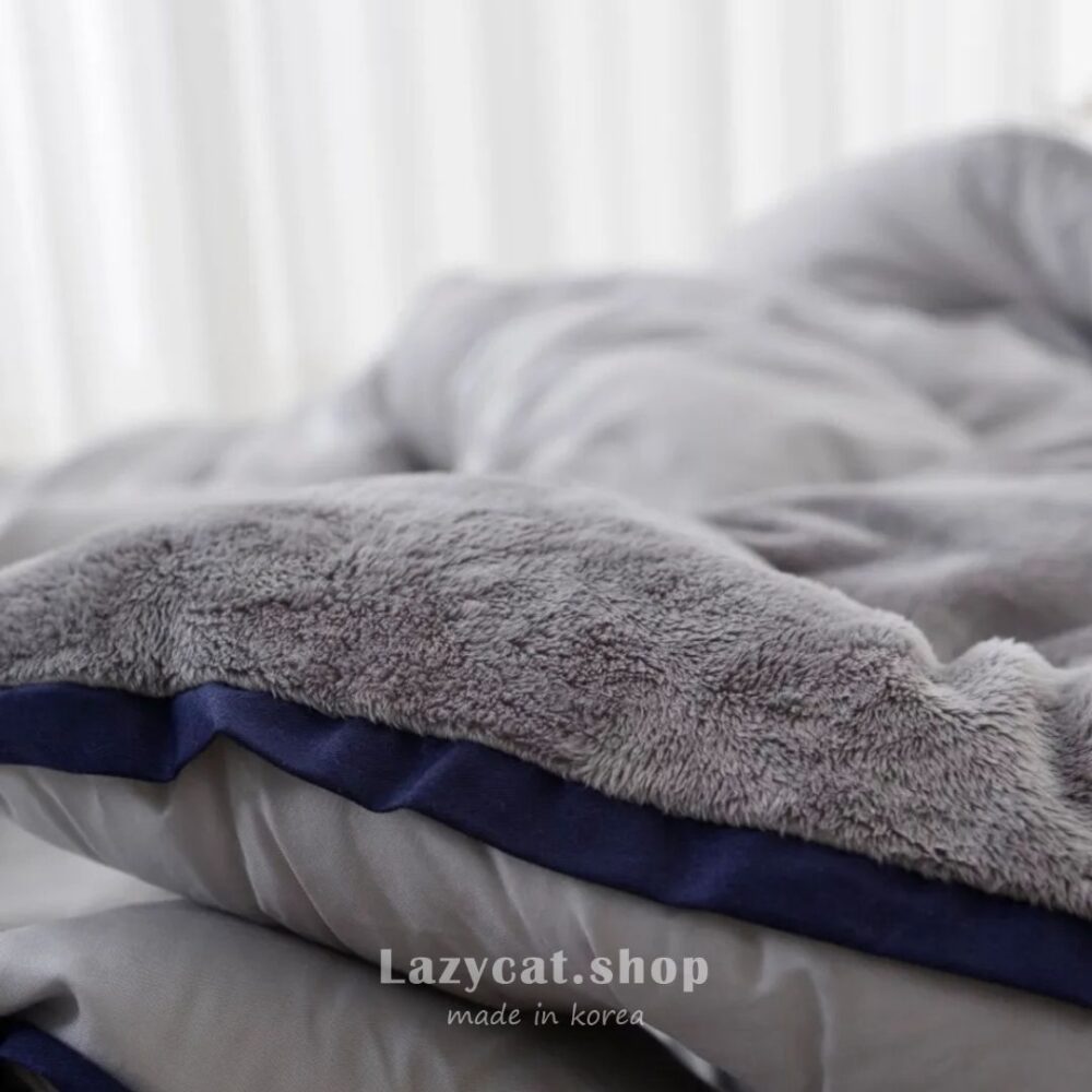 無印撞色毛絨🤍🖤雙材質冬被 (9) (預購)【韓國冬被】正韓🇰🇷無印撞色毛絨 雙材質冬被🤍🖤