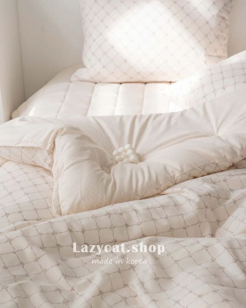 蝴蝶結格紋 厚款四季被 (3) (預購)【韓國四季被】正韓🇰🇷蝴蝶結格紋 厚款四季被💙