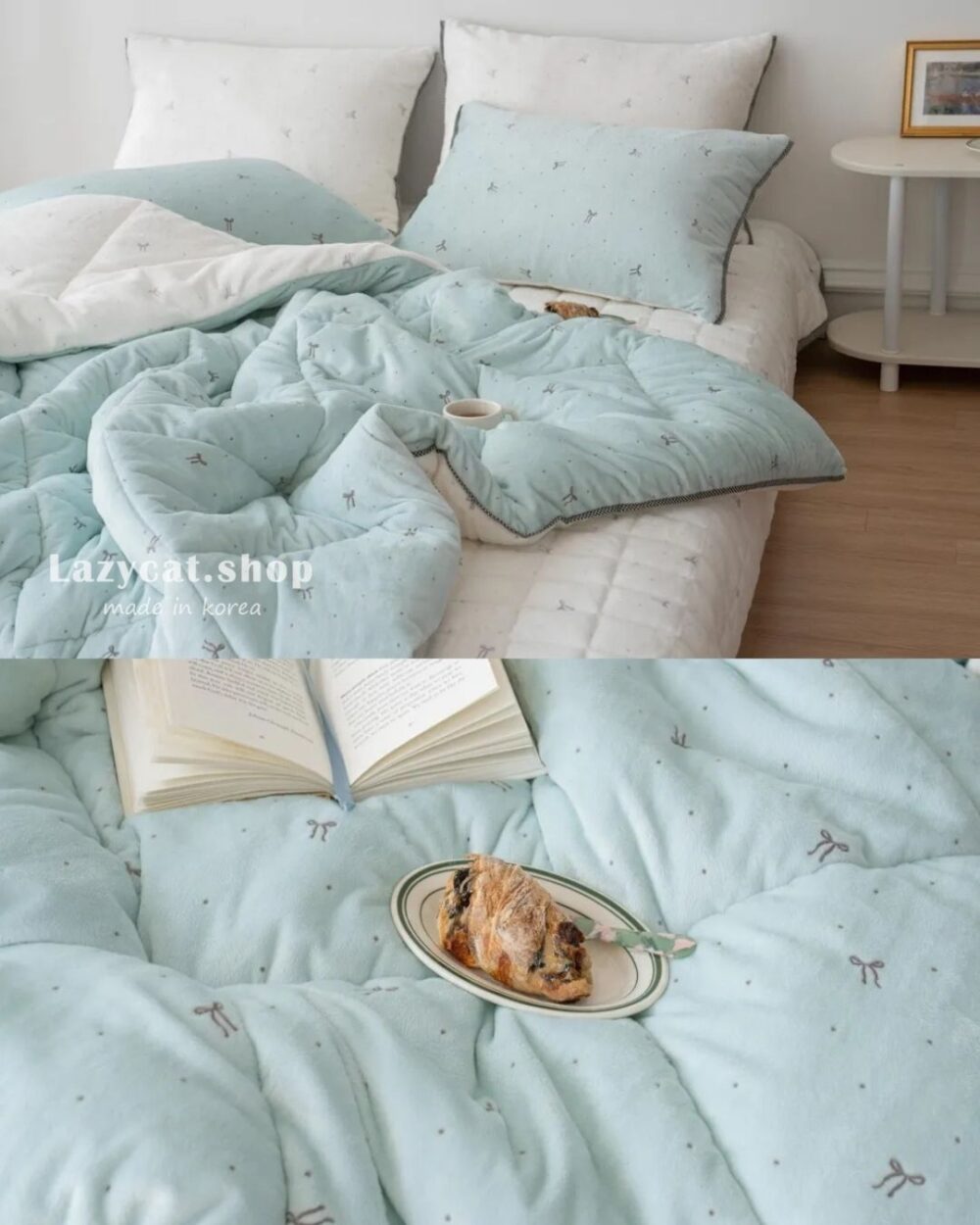 點點蝴蝶結毛絨🌡️毛絨冬被 (1) (預購)【韓國冬被】正韓🇰🇷點點蝴蝶結毛絨🌡️毛絨冬被