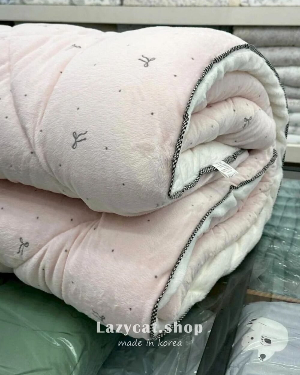 點點蝴蝶結毛絨🌡️毛絨冬被 (11) (預購)【韓國冬被】正韓🇰🇷點點蝴蝶結毛絨🌡️毛絨冬被