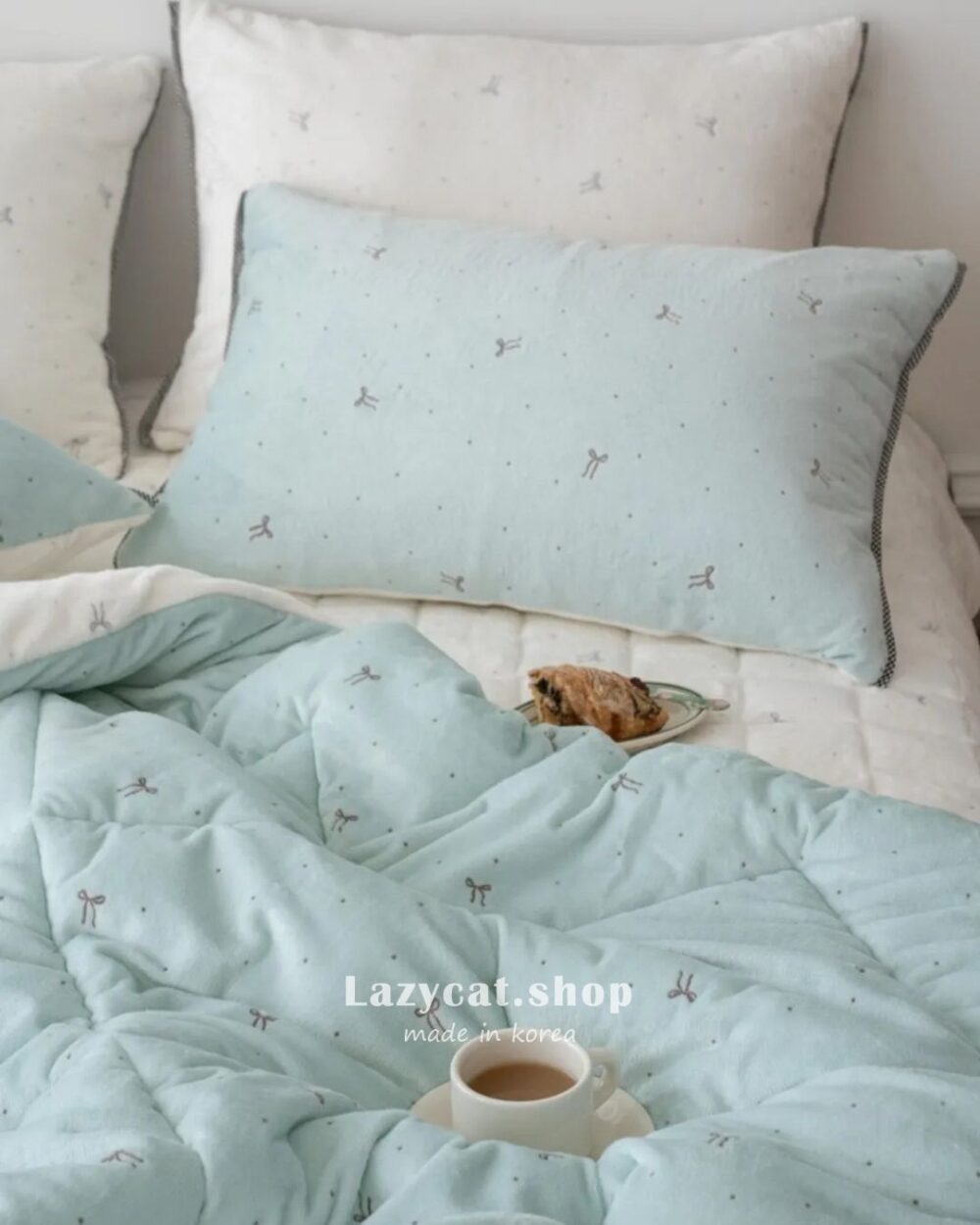 點點蝴蝶結毛絨🌡️毛絨冬被 (4) (預購)【韓國冬被】正韓🇰🇷點點蝴蝶結毛絨🌡️毛絨冬被