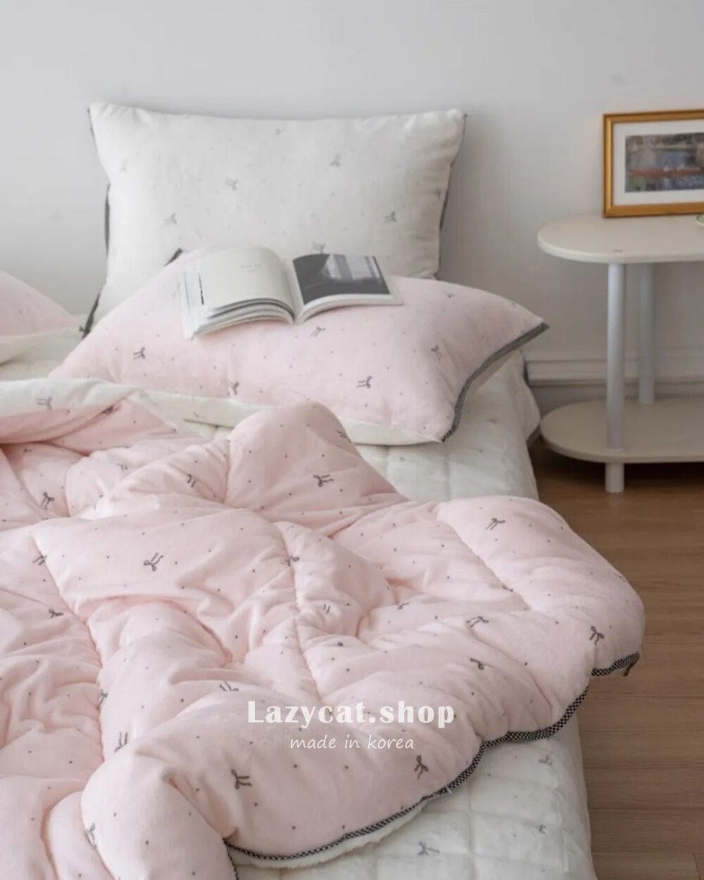 點點蝴蝶結毛絨🌡️毛絨冬被 (5) (預購)【韓國冬被】正韓🇰🇷點點蝴蝶結毛絨🌡️毛絨冬被