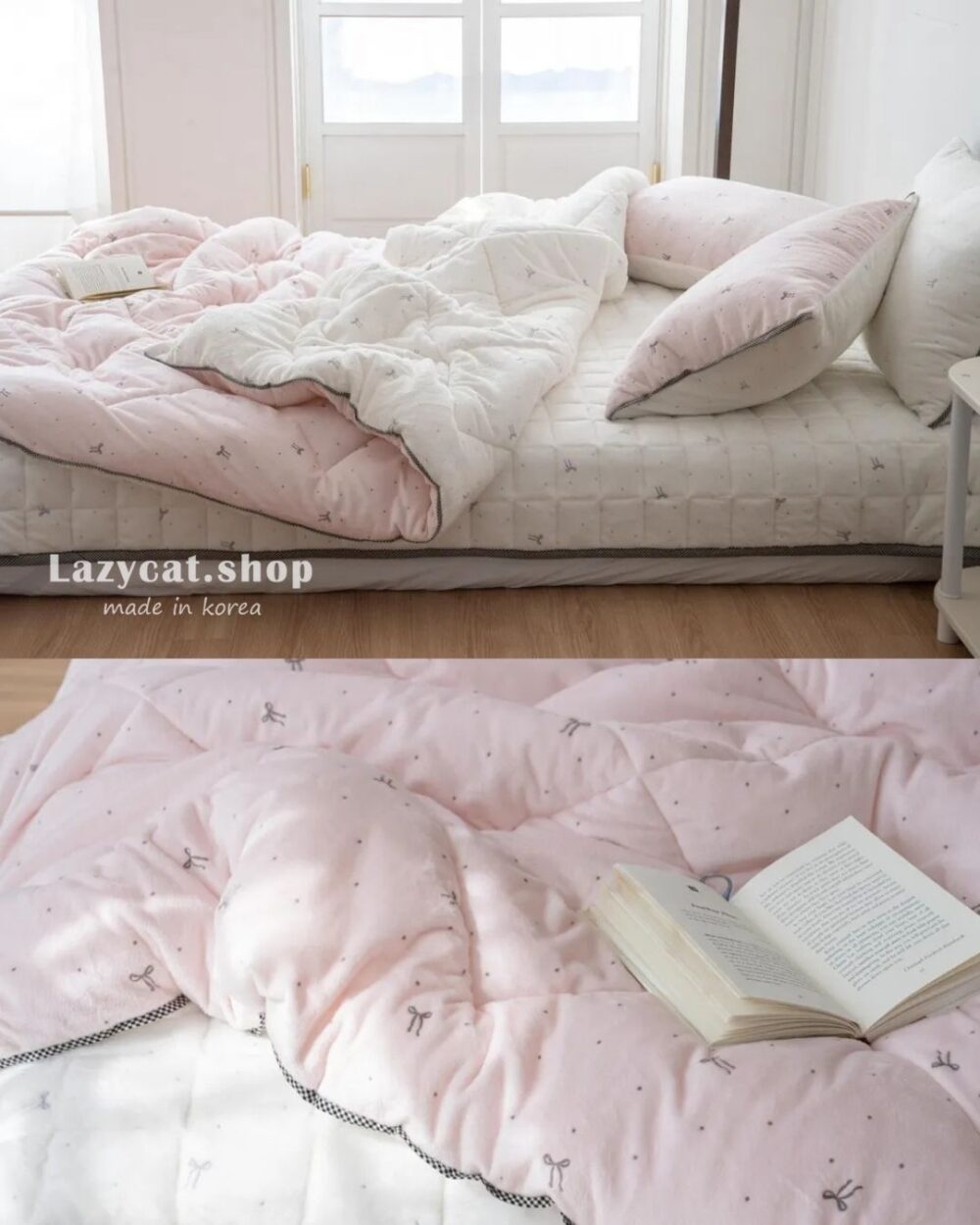 點點蝴蝶結毛絨🌡️毛絨冬被 (7) (預購)【韓國冬被】正韓🇰🇷點點蝴蝶結毛絨🌡️毛絨冬被