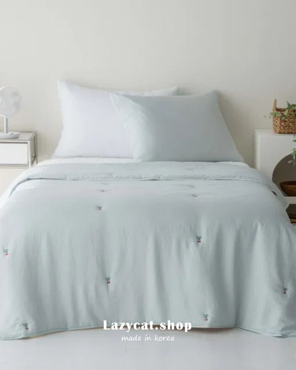 18 (預購)【韓國涼被】正韓🇰🇷刺繡小櫻桃🧊涼被