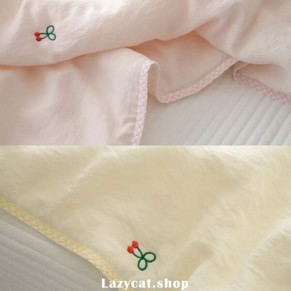 19 (預購)【韓國涼被】正韓🇰🇷刺繡小櫻桃🧊涼被