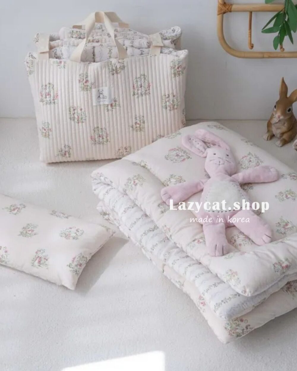 LINE_NOTE_260207_40 (預購)【兒童睡袋】正韓🇰🇷棉被家 碎花小兔子兒童睡袋 4件組