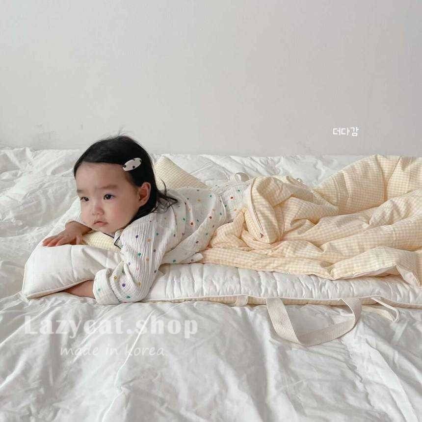 LINE_NOTE_260207_51 (預購)【兒童睡袋】正韓🇰🇷TD家清新小格子 純棉兒童睡袋4件組