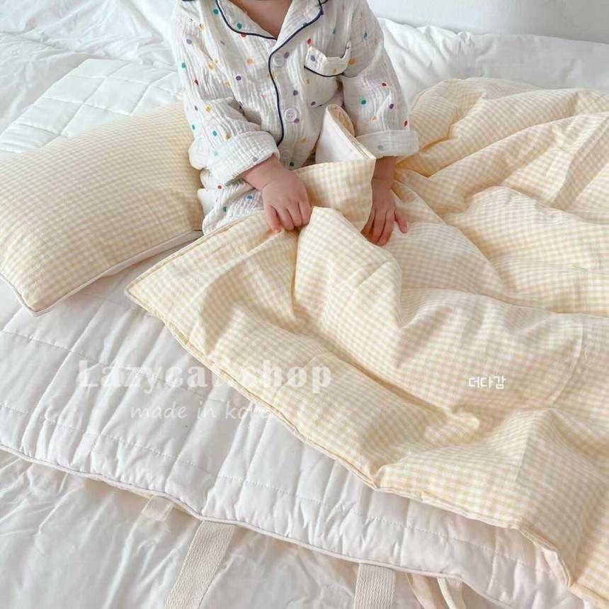 LINE_NOTE_260207_52 (預購)【兒童睡袋】正韓🇰🇷TD家清新小格子 純棉兒童睡袋4件組
