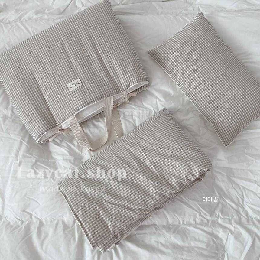 LINE_NOTE_260207_55 (預購)【兒童睡袋】正韓🇰🇷TD家清新小格子 純棉兒童睡袋4件組