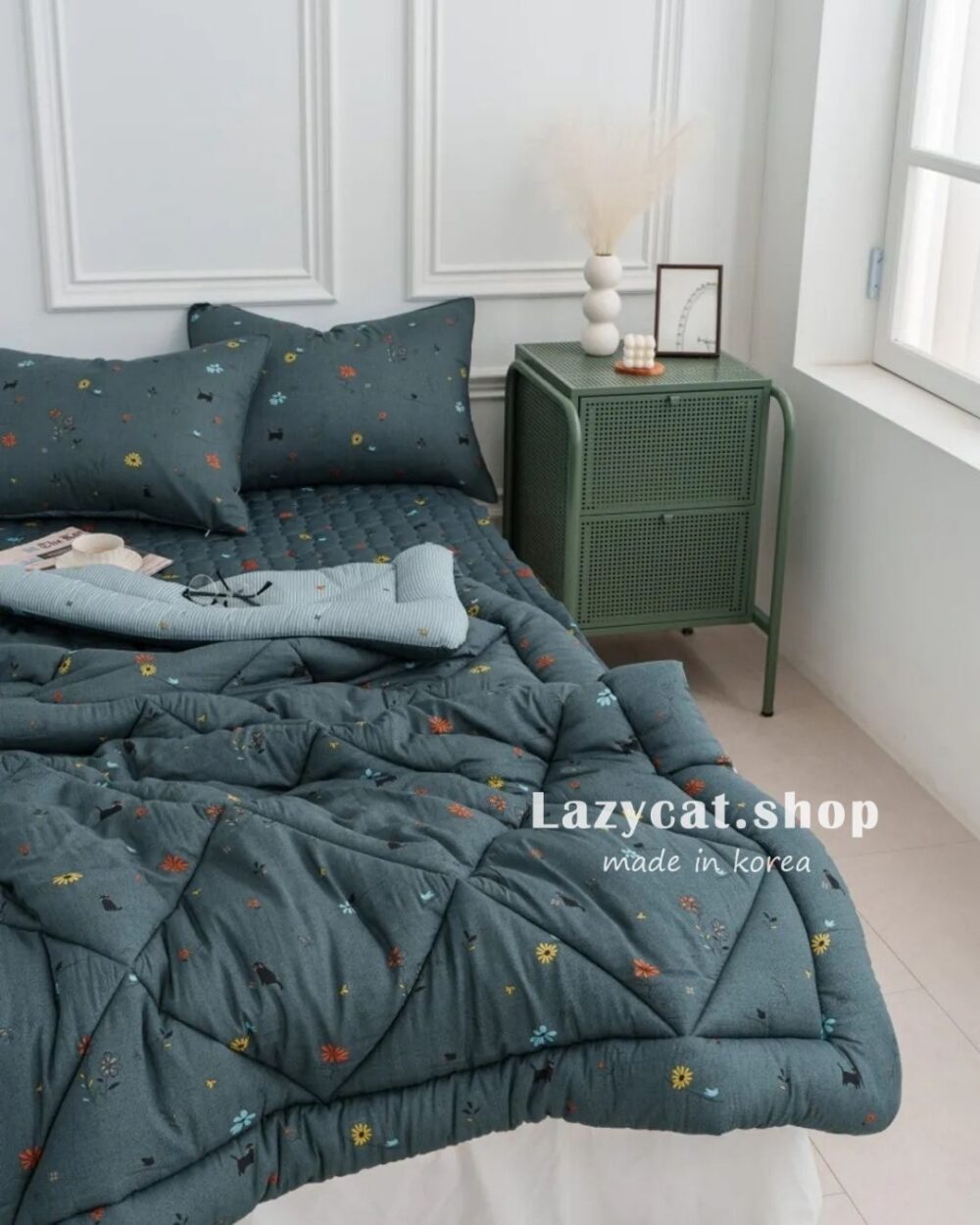 (預購)【韓國四季被】正韓🇰🇷花朵小黑貓 厚款四季被🐈‍⬛