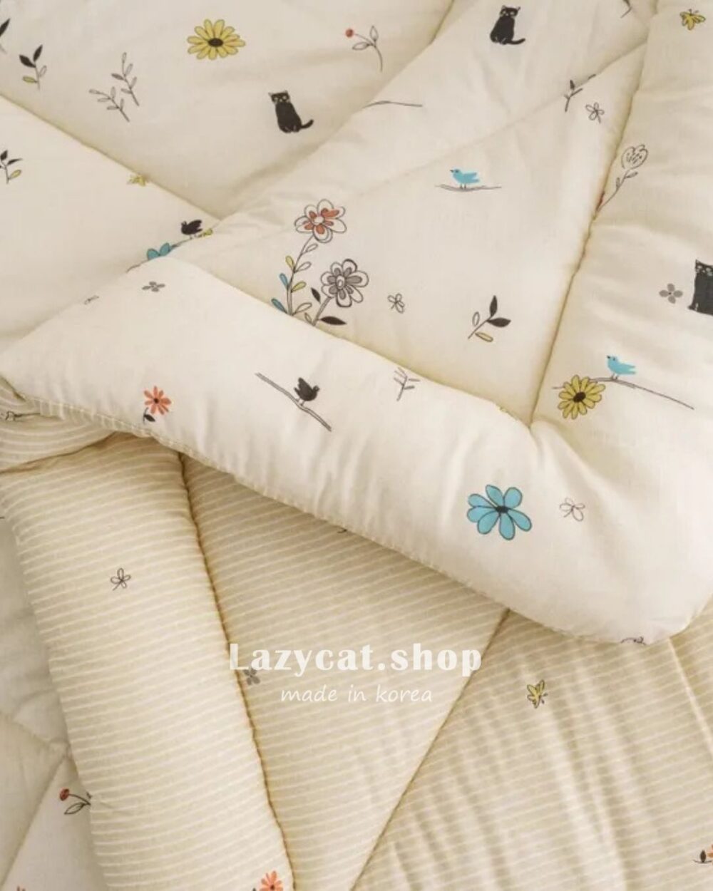 LINE_NOTE_260216_42 (預購)【韓國四季被】正韓🇰🇷花朵小黑貓 厚款四季被🐈⬛