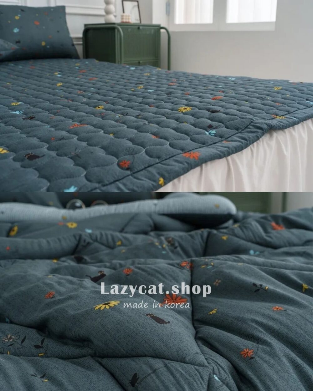 LINE_NOTE_260216_44 (預購)【韓國四季被】正韓🇰🇷花朵小黑貓 厚款四季被🐈⬛