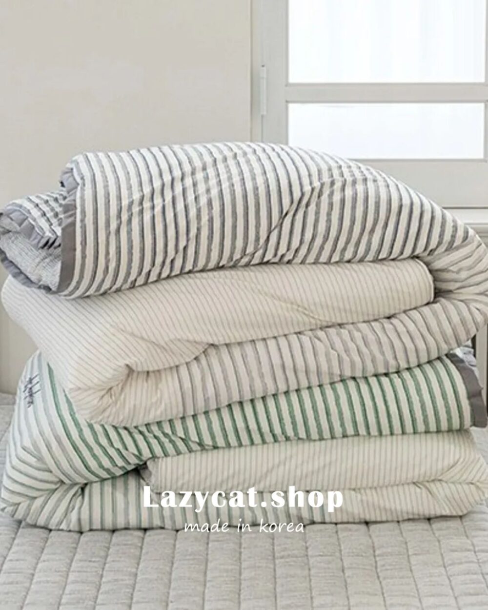 S18215 (3) (預購)【韓國四季被】正韓🇰🇷韓系文青條紋 厚款四季被