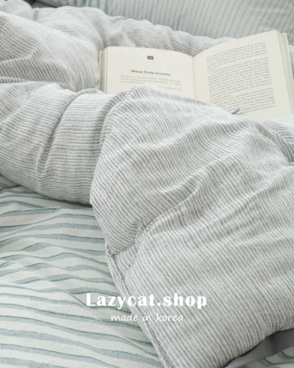 S18215 (5) (預購)【韓國四季被】正韓🇰🇷韓系文青條紋 厚款四季被