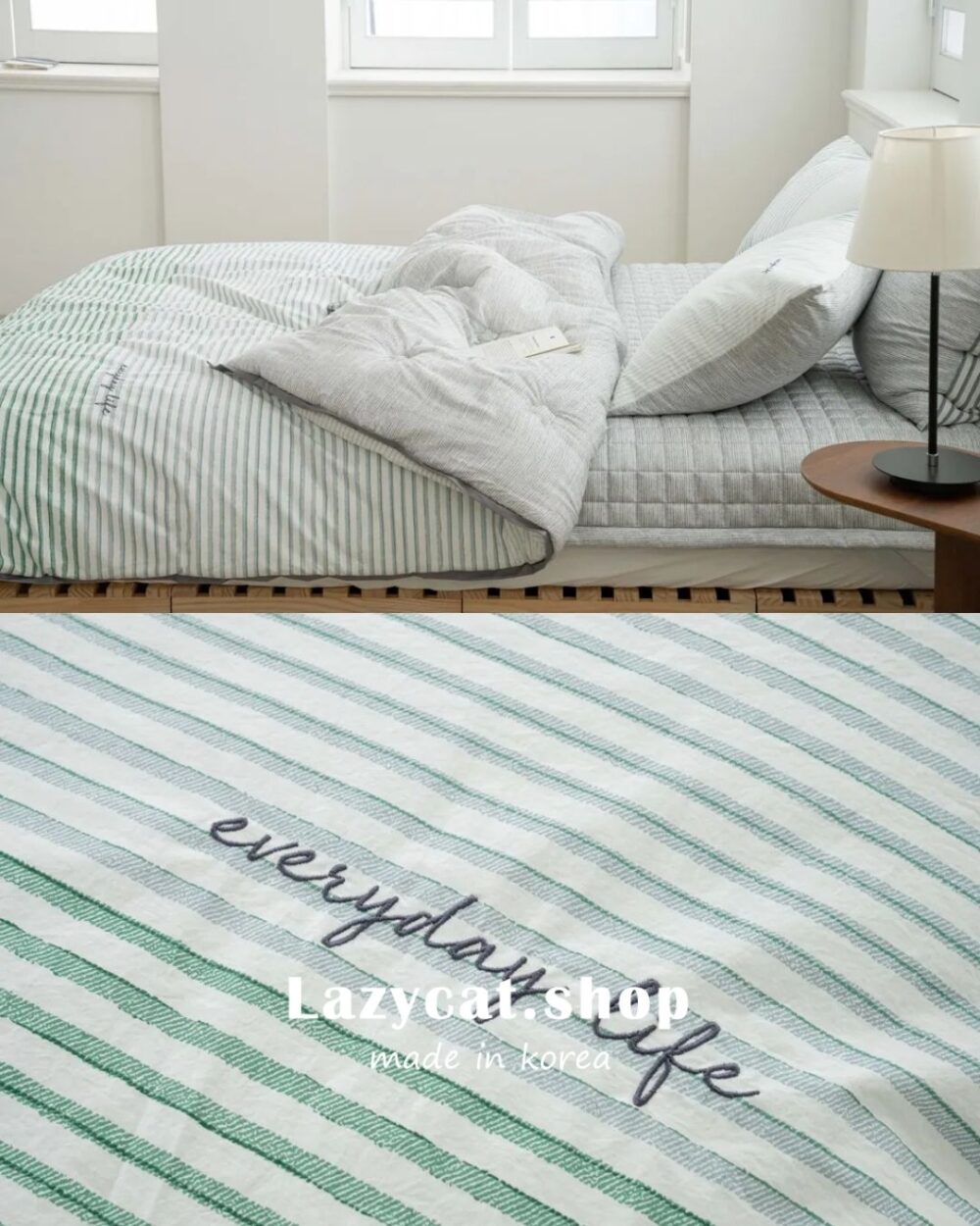 S18215 (8) (預購)【韓國四季被】正韓🇰🇷韓系文青條紋 厚款四季被